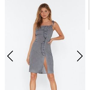 Gingham Tie Strap Frill Dress NASTYGAL